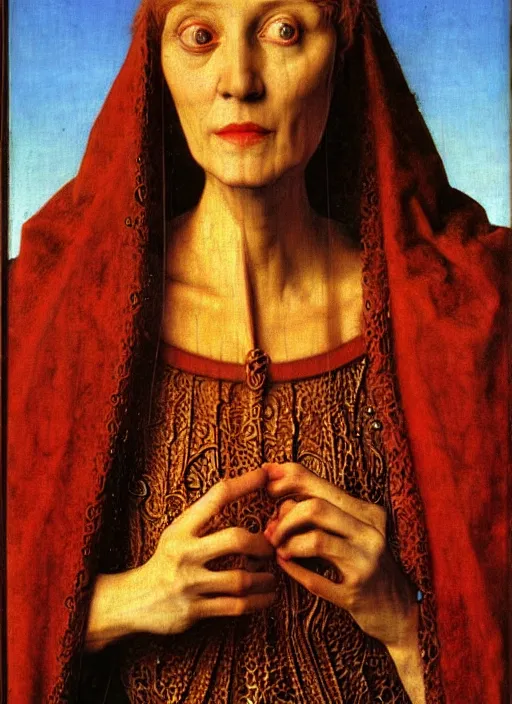 Image similar to beautiful circe, art by jan van eyck