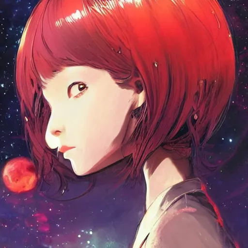 Image similar to A space cat with big and cute eyes, || VERY ANIME, fine-face, realistic shaded perfect face, fine details. Anime. realistic shaded lighting poster by Ilya Kuvshinov katsuhiro otomo ghost-in-the-shell, magali villeneuve, artgerm, Jeremy Lipkin and Michael Garmash, Rob Rey and Kentarõ Miura style, trending on art station