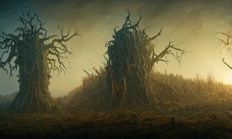 Prompt: A highly detailed 4K fantasy matte painting of vecna from stranger things season 4, zdzislaw beksinski, ArtStation, CGSociety, Unreal Engine