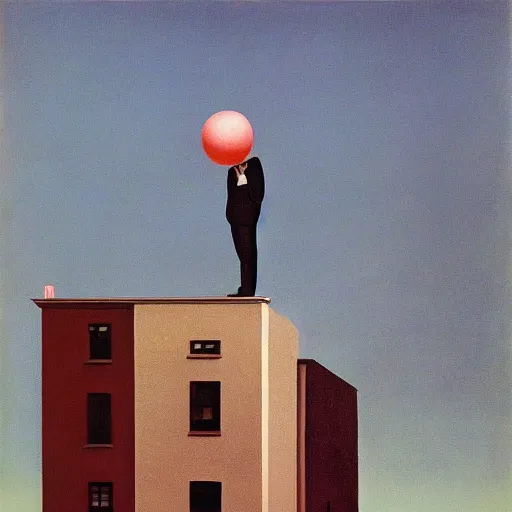 Prompt: attempting the impossible by rene magritte