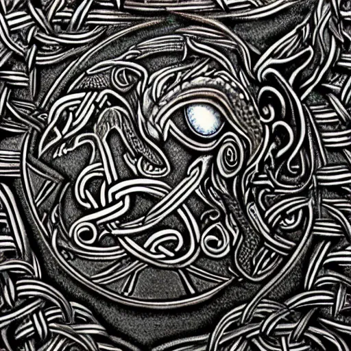 Image similar to Dragon's Head, highly detailed, celtic art style