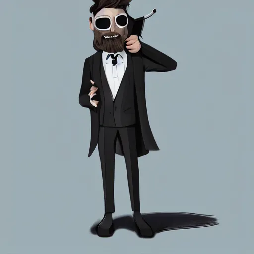 Prompt: cyclops in a tuxedo, digital painting, character concept art