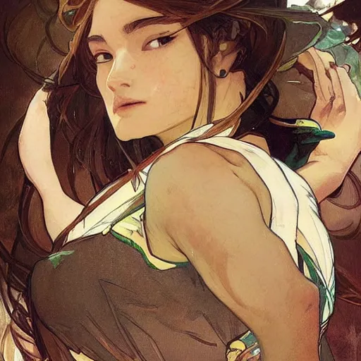Prompt: digital concept art by artgerm and greg rutkowski and alphonse mucha. full body!! clear portrait of a squatting attractive japanese school girl