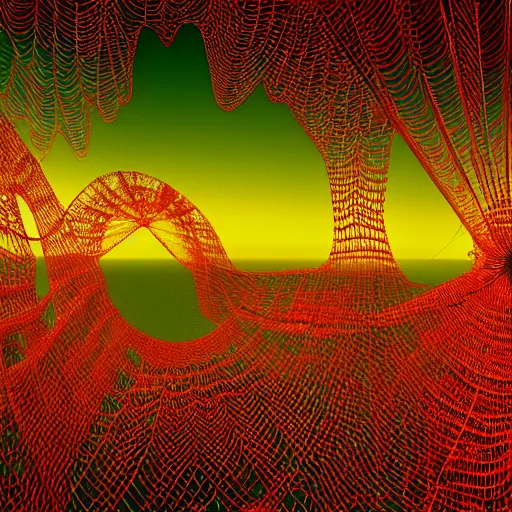 Prompt: 3 d rendered psychedelic landscape full of cob webs