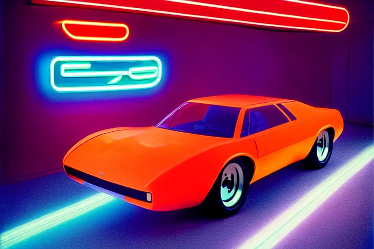 Prompt: designed by giorgetto giugiaro stylized poster of a single bronco, thick neon lights, ektachrome photograph, volumetric lighting, f 8 aperture, cinematic eastman 5 3 8 4 film