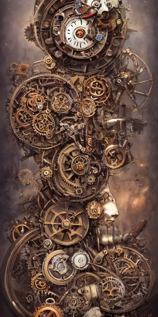 Image similar to machine heart, anatomically correct, cogwheels, mechanical, photorealistic, high detail, steampunk - style by esao andrews, artstation, illustration