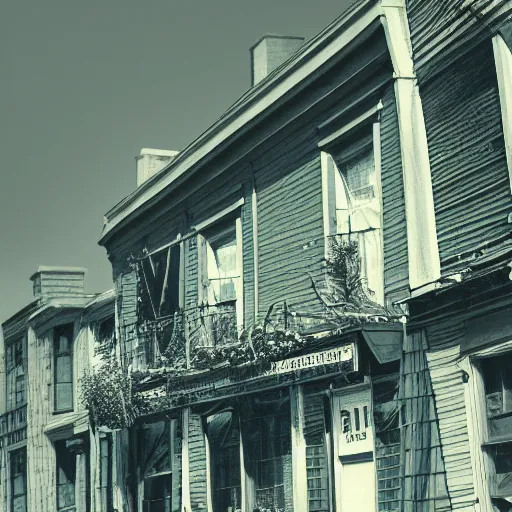 Prompt: vintage photo landscape of portland maine, intricate, Close-up shot, low angle shot, trending on artstation