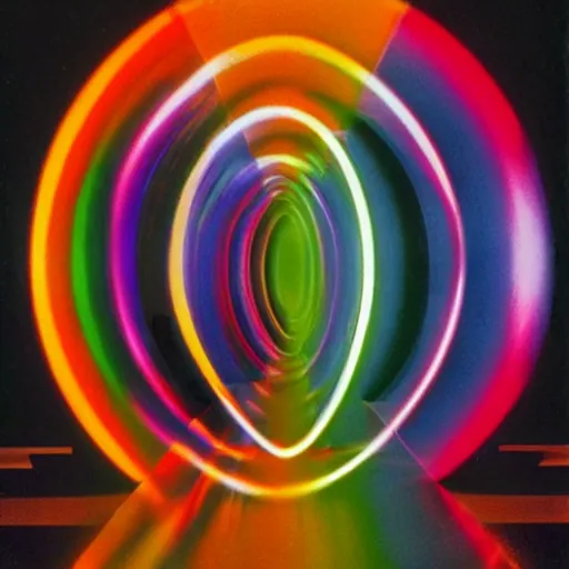 Prompt: A beautiful installation art. human technology that had become haunted, possessed by quick, gleaming cleverness. 1980s by Gabriel Dawe, by Charles Willson Peale frightful