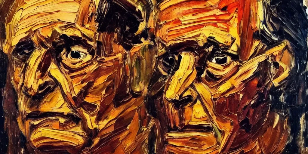 Prompt: a portrait a very ordinary person, Frank Auerbach, oil painting, thick impasto brushstrokes, anatomically correct, beautiful perfect face, large brushstrokes, sharp focus, Highly Detailed