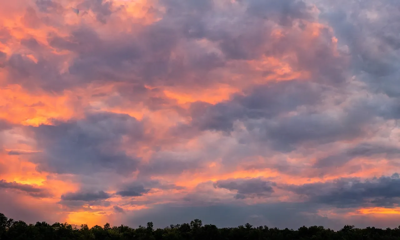 Prompt: multicolored sunrise after a thunderstorm, 4K DSLR