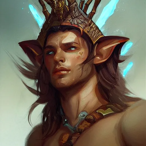 Image similar to half - elf male barbarian in vyshyvanka with queen crown, detailed illustration by peter mohrbacher by marc simonetti on artstation, high fantasy art