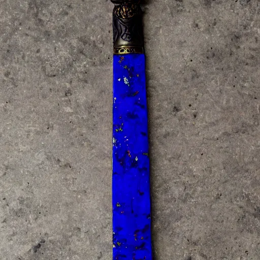 Prompt: photo of a lapis lazuli sword