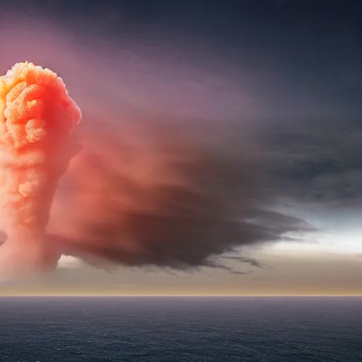 Image similar to madeira island nuked by a nuclear bomb, cloud shroom, cinematic shot, realistic, hdr, color, wide shot