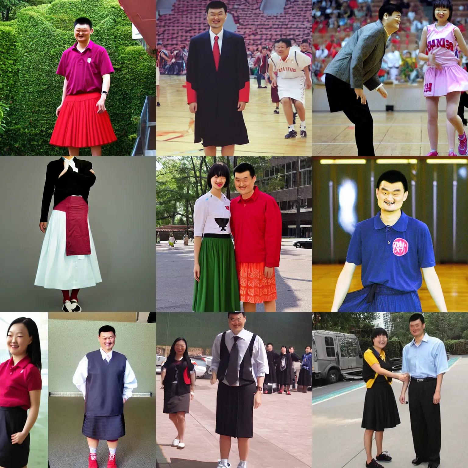 Prompt: Yao Ming in skirt