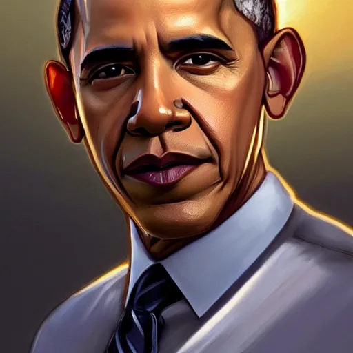 Prompt: clear portrait of obama, adorable appearance!!!, golden hour, happy apearance, cottagecore!!, background hyper detailed, character concept, full body, dynamic pose, intricate, elegant, highly detailed, digital painting, artstation, concept art, smooth, sharp focus, illustration, art by artgerm and greg rutkowski and alphonse mucha