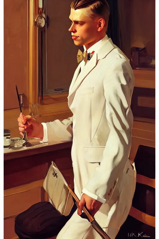 Image similar to attractive male, painting by ilya kuvshinov, j. c. leyendecker, carl larsson