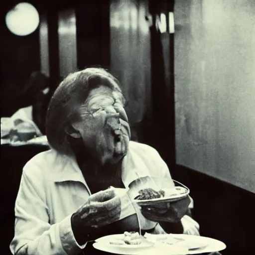 Image similar to A photo of the Grim Reaper enjoying pancakes in a 1950s diner, award-winning photography, by Saul Leiter