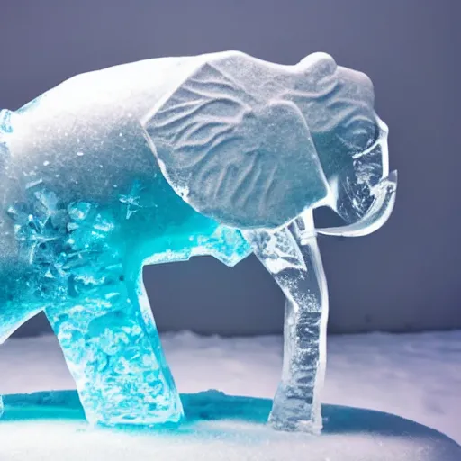 Image similar to fish frozen inside an ice sculpture of an elephant