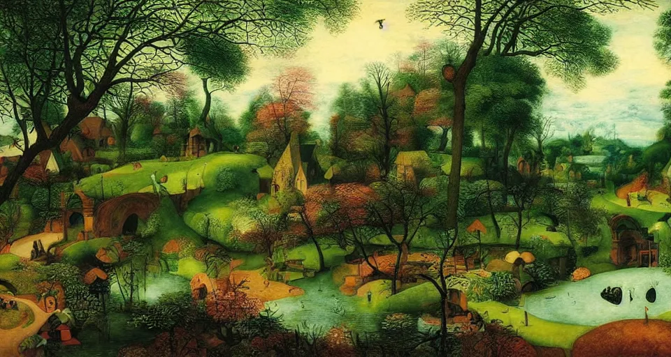 Prompt: a beautiful fairyland with a pond, ambient lighting, fantasy art, pieter brueghel, martin johnson heade style art