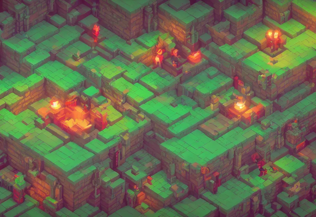 Image similar to isometric magicavoxel Bloodborne kipo wonderbeasts cinematic lighting, 4k