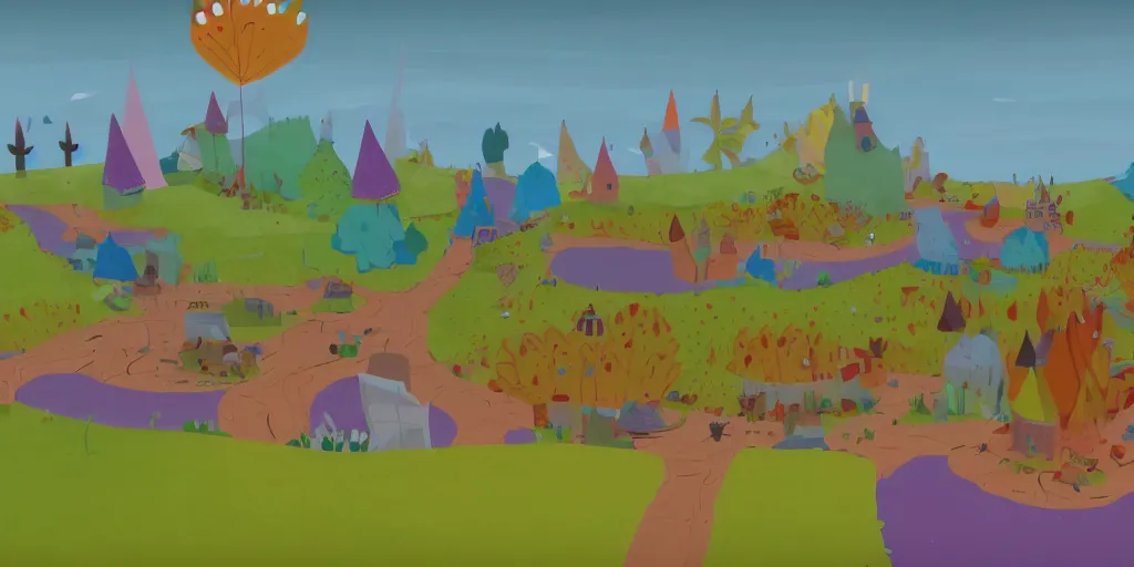 Image similar to low to the ground landscape screenshot from ben and holly's little kingdom