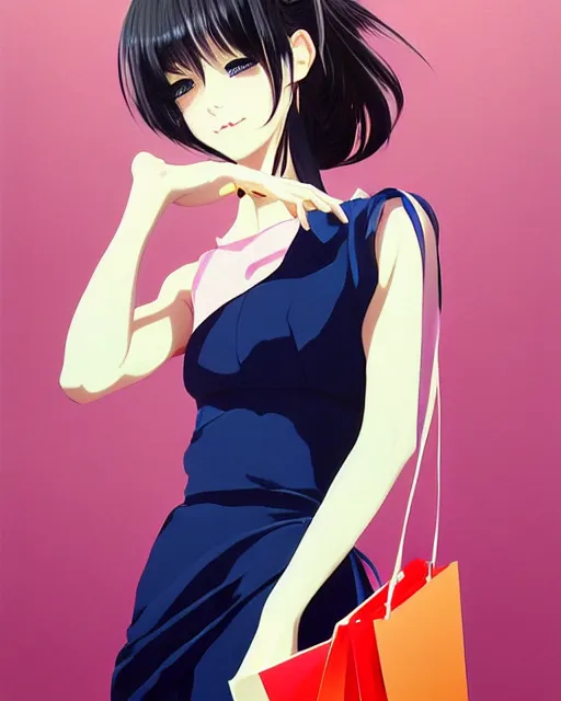 Prompt: cute girl wearing high heel with shopping bags. full - length | very very anime!!!, fine - face, audrey plaza, realistic shaded perfect face, fine details. anime. very strong realistic shaded lighting poster by ilya kuvshinov katsuhiro otomo ghost, magali villeneuve, artgerm, jeremy lipkin and michael garmash and rob rey