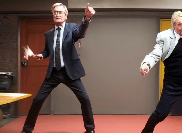 Image similar to action shot of ken barlow from coronation Street performing a hadouken like round from Street fighter, realistic, detailed, cinematic, concept art, digital art,