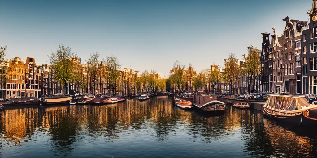 Image similar to realistic photo of Amsterdam, leica, medium format, cinematic lighting, 8K, hyper realistic, very detailed,