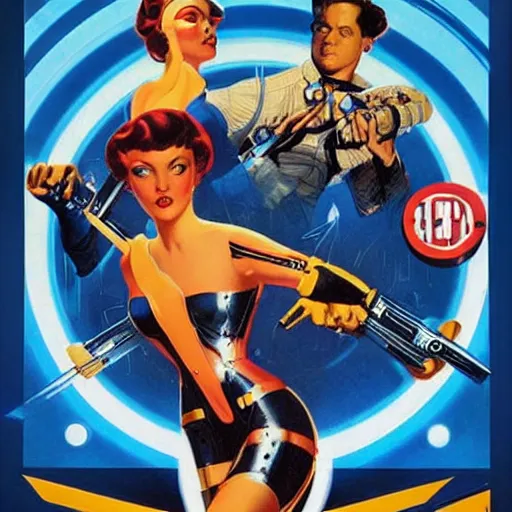 Image similar to a retro futuristic poster design by drew struzan & joseph christian leyendecker,