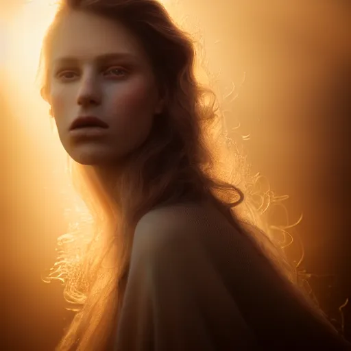 Image similar to photographic portrait of a stunningly beautiful female ghost in soft dreamy light at sunset, smoke fog dust, god rays contemporary fashion shoot, by edward robert hughes, annie leibovitz and steve mccurry, david lazar, jimmy nelsson, breathtaking, 8 k resolution, extremely detailed, beautiful, establishing shot, artistic, hyperrealistic, beautiful face, octane render