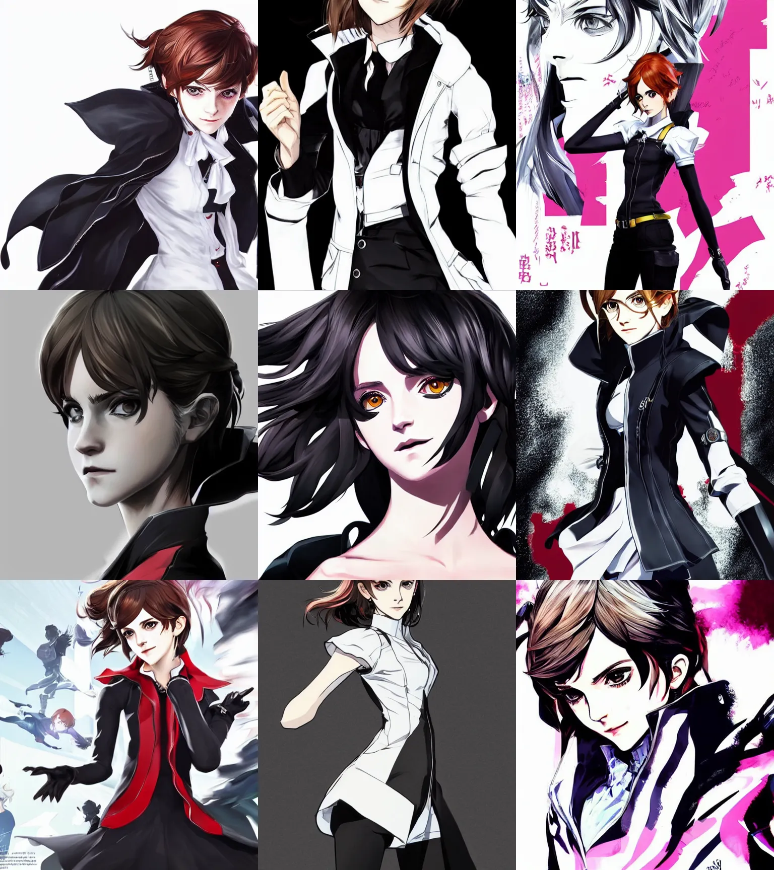 Image similar to concept art of emma watson as a persona 5 character, white background, 4k character illustration by shigenori soejima and masayoshi suto