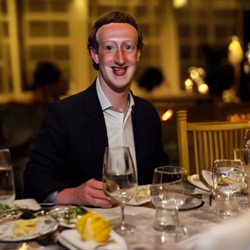 Prompt: Gul dukat eating dinner with Mark Zuckerberg at the four seasons