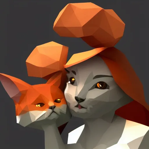 Image similar to a lovely cat sending kisses, low poly, artstation