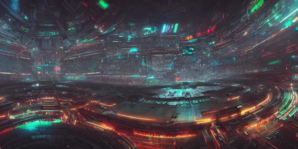 Cyberpunk coloseum, birds eye view, rgb lights,, Stable Diffusion