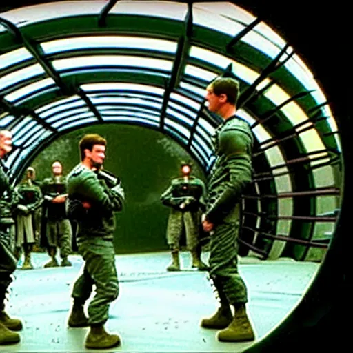 Image similar to soldiers going through the stargate from the tv show stargate sg 1