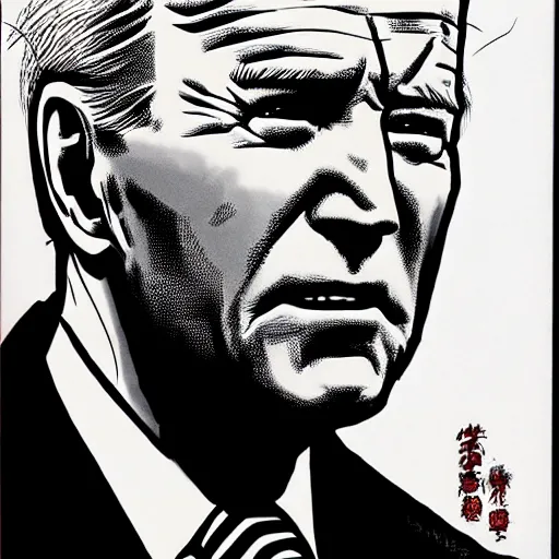 Image similar to Joe Biden looking sinister, by Tsutomu Nihei, highly detailed