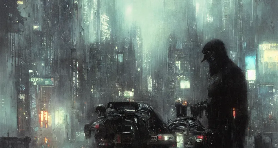 Image similar to an emotional scene from bladerunner, by jeremy mann, peter elson.