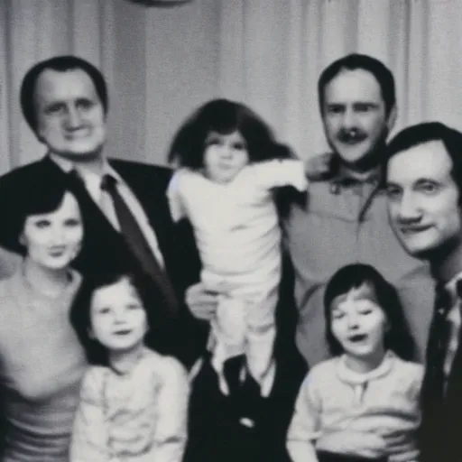 Image similar to alien at a soviet christmas, family photo, 1 9 7 0 s, eikon 5 0 mm, camera flash