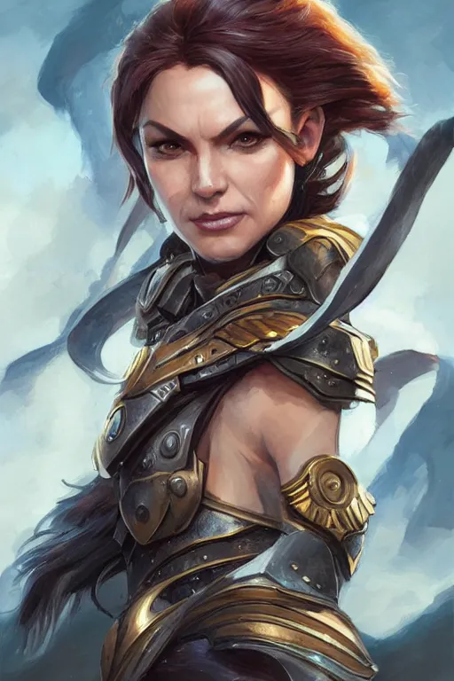 Image similar to amazon valkyrie athena, d & d, fantasy, portrait, highly detailed, headshot, digital painting, trending on artstation, concept art, sharp focus, illustration, art by artgerm and greg rutkowski and magali villeneuve