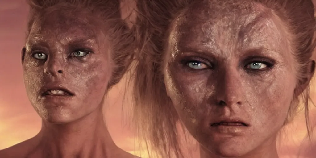 Prompt: beautiful alien woman face portrait on alien planet, still from film directed by james cameron, trending picture