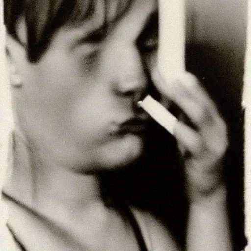 Prompt: a fetus smoking a joint, misty old photograph