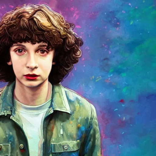 Prompt: portrait, Finn Wolfhard in Stranger Things universe, watercolor, dramatic lighting, cinematic, establishing shot, extremely high detail, foto realistic, cinematic lighting, digital art, vector, by Yoshitaka Amano, Ruan Jia, Kentaro Miura, Artgerm, post processed, concept art, artstation, matte painting, style by eddie mendoza, raphael lacoste, alex ross