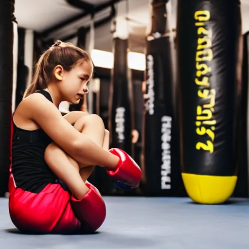 Image similar to a girl getting her leg hurt because of kickboxing