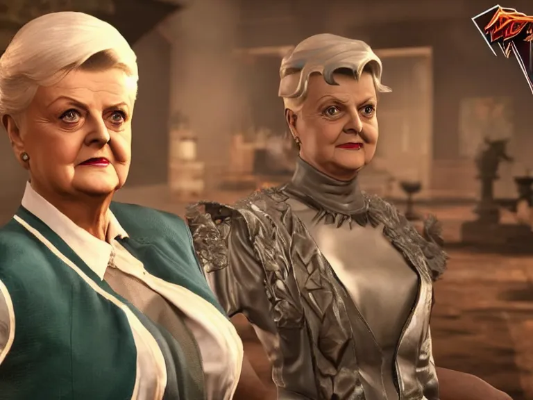 Prompt: Angela Lansbury\'s Jessica Fletcher in Mortal Kombat 11, Ps5, in-game cinematic, HQ graphics settings, 4k