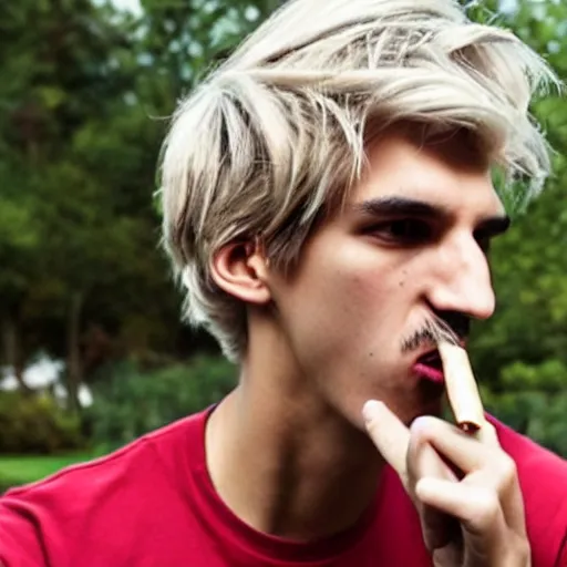 Image similar to a photo of xqc with a cigar on his mouth