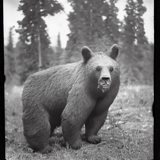 Prompt: world war 2 photo of a short faced bear