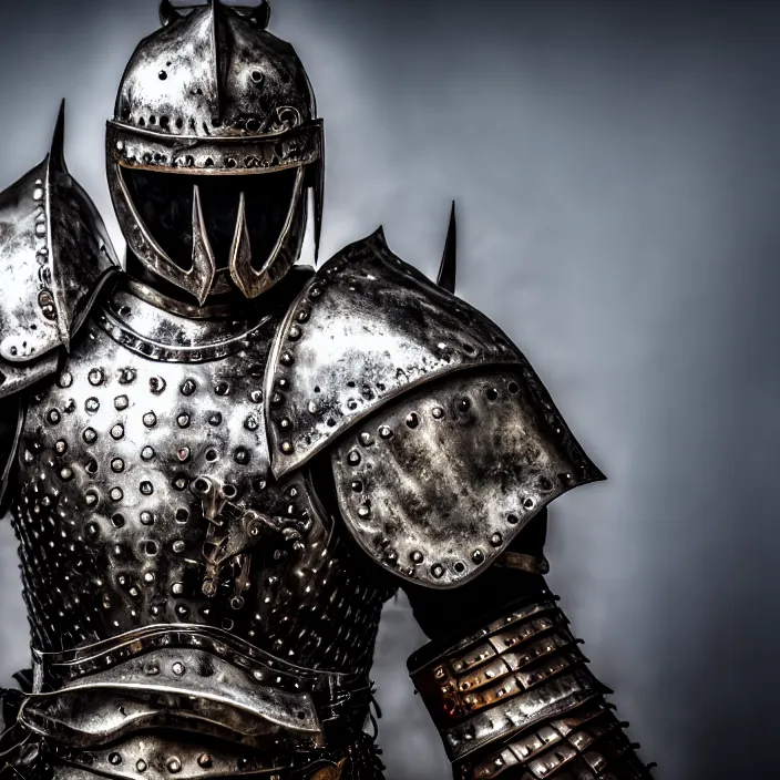 Image similar to photo of a warrior with metal walrus themed armour, highly detailed, 4 k, hdr, smooth, sharp focus, high resolution, award - winning photo