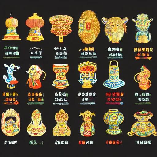 Image similar to traditional chinese, illustrator element fancy shining color, sharp focus, super resolution, the chinese zodiac, high quality