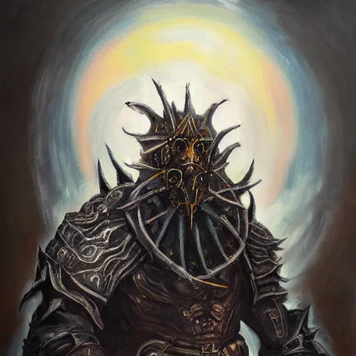 Image similar to portrait of Chaos Eater from Dark Souls, oil on canvas