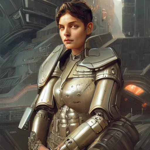 Prompt: scifi dynamic character portrait Painting of a futuristic roman soldier , dystopian mood, intricate, wild, highly detailed, digital painting, artstation, concept art, smooth, sharp focus, illustration, art by artgerm and greg rutkowski and alphonse mucha and roger deakins